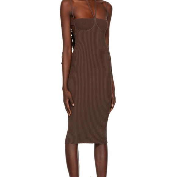 Brown Halter Midi Dress - Picture 2 of 5
